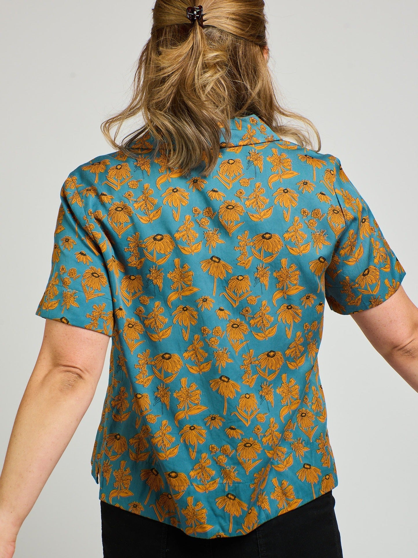 Camp Shirt - Teal Floral