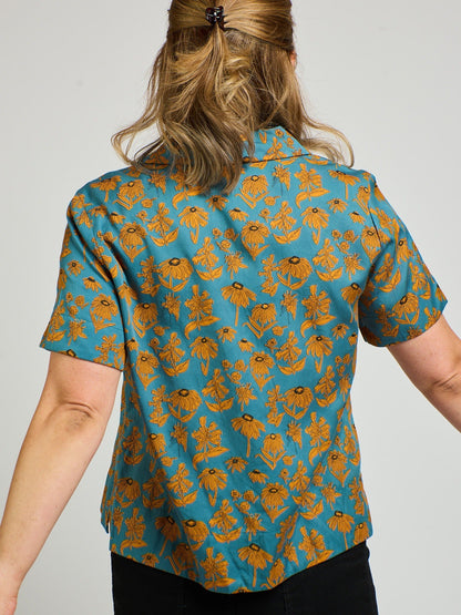 Camp Shirt - Teal Floral