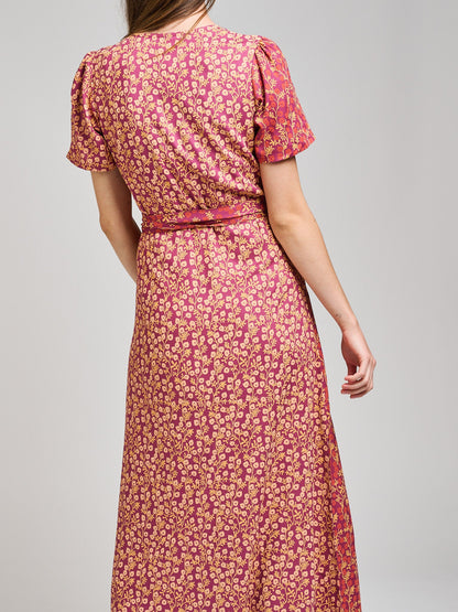 Wrap Maxi Dress - Berry Poppy Mix