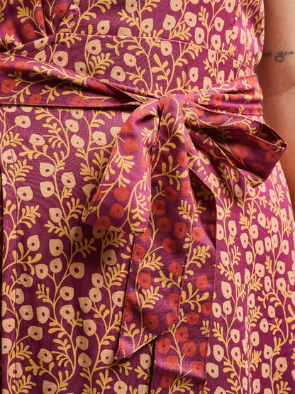 Wrap Maxi Dress - Berry Poppy Mix