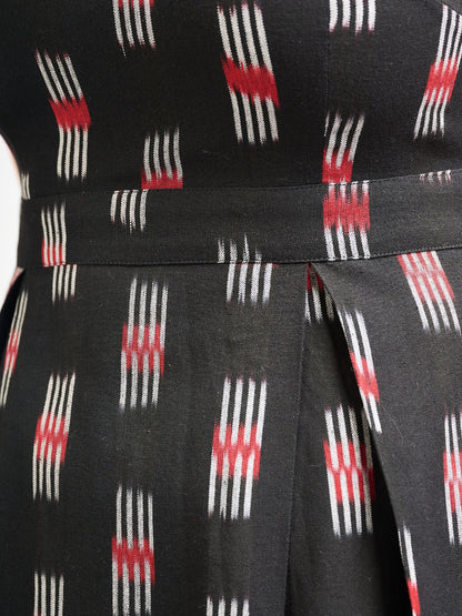 Vintage Pleat Dress - Black Ikat
