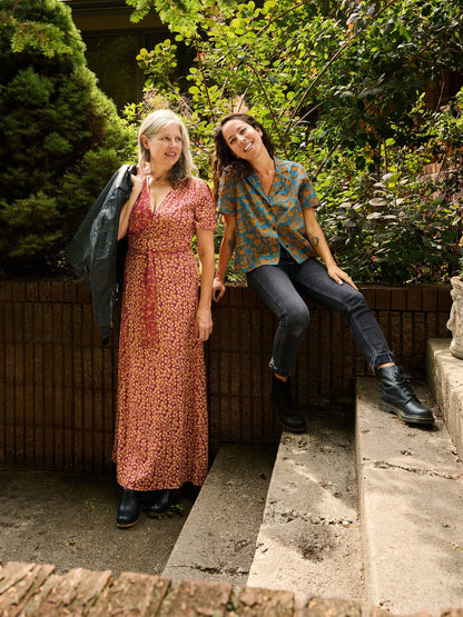 Wrap Maxi Dress - Berry Poppy Mix