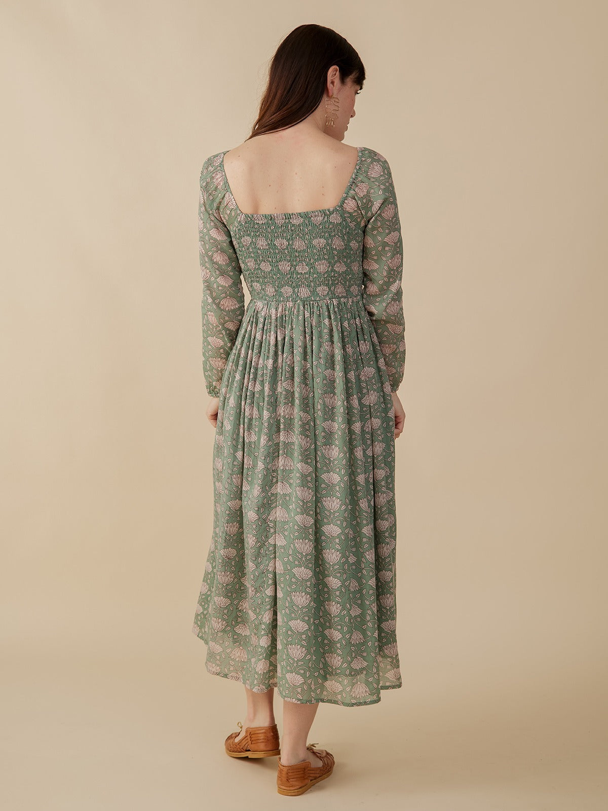 Hailee Smocked Midi Dress - Aegean Teal Floral