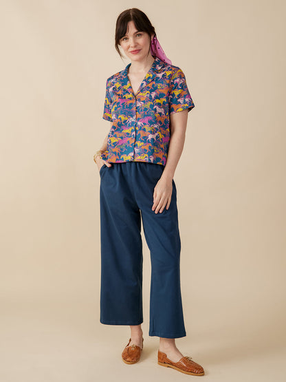 Fae Wide-Leg Pant - Loop Knit Blue