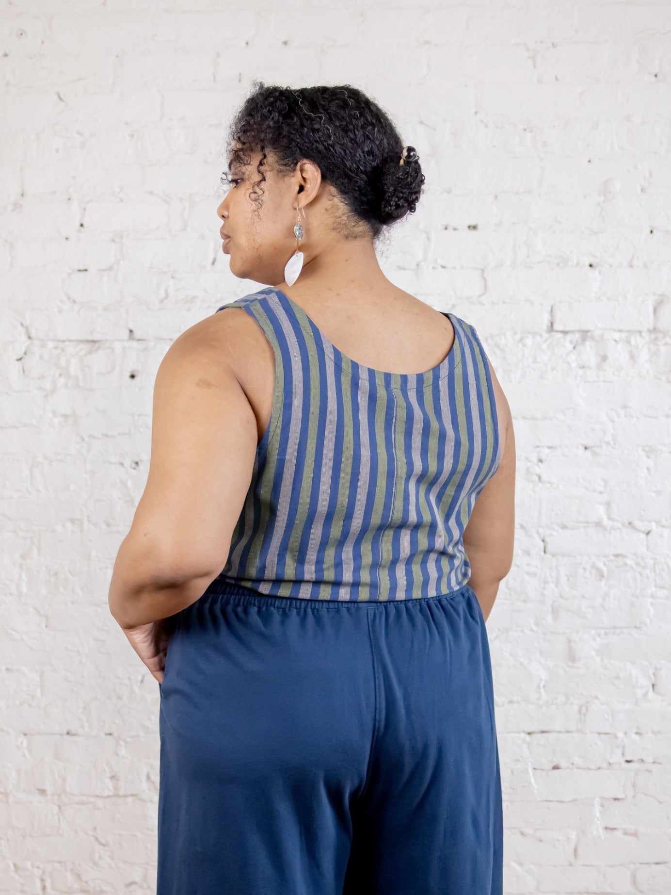 Fae Wide Leg Plus Size Pant - Loop Knit Blue