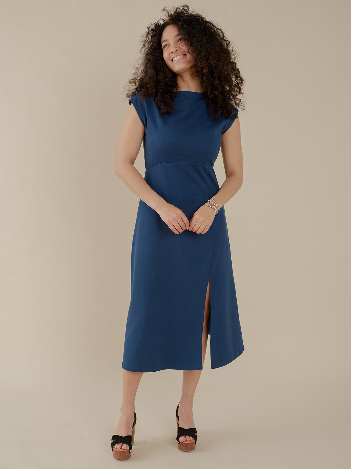 Elise Sheath Dress - Loop Knit Blue