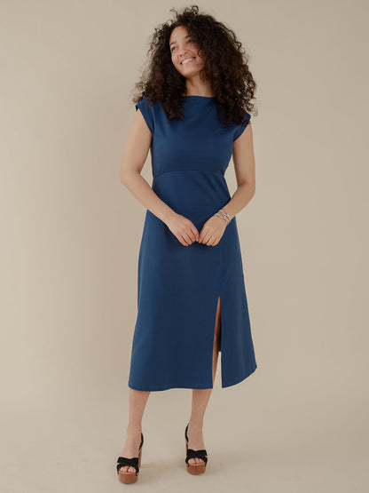 Elise Sheath Dress - Loop Knit Blue