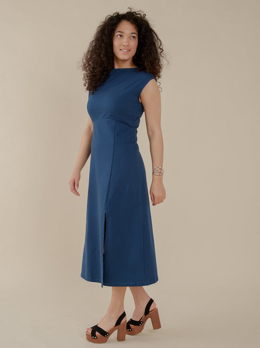 Elise Sheath Dress - Loop Knit Blue