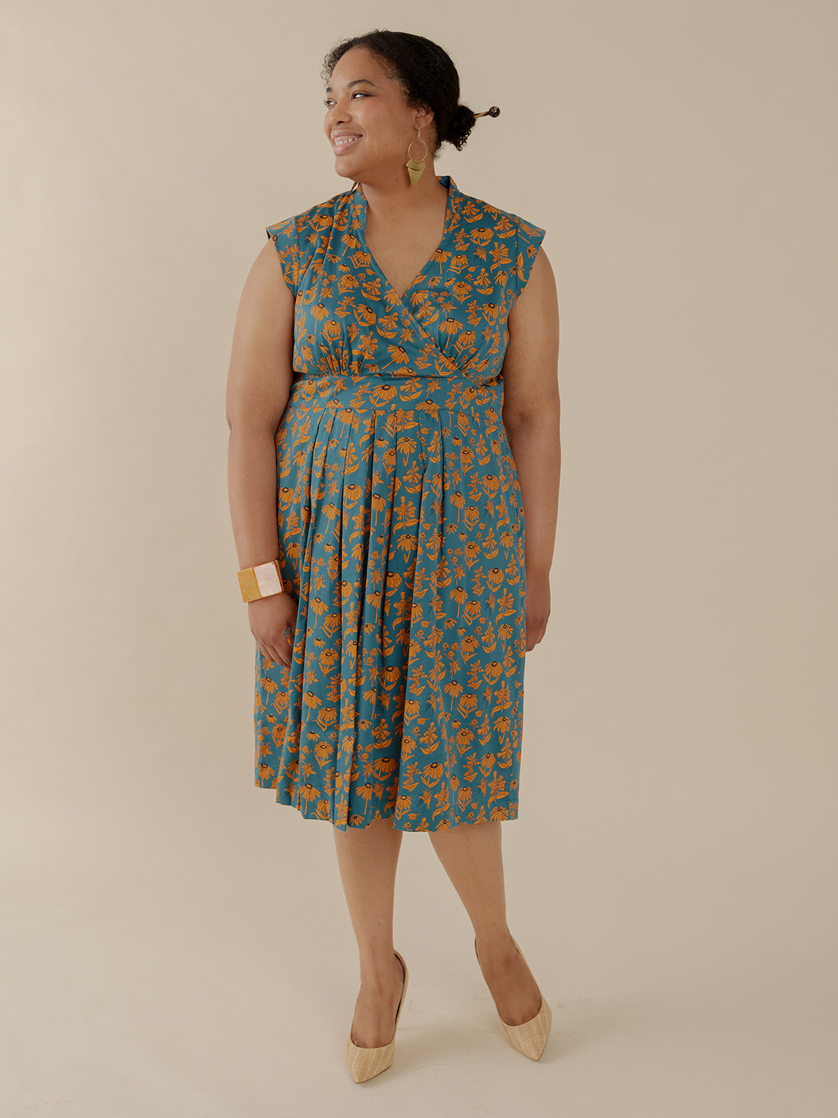 Lucille Plus Size Dress - Teal Floral