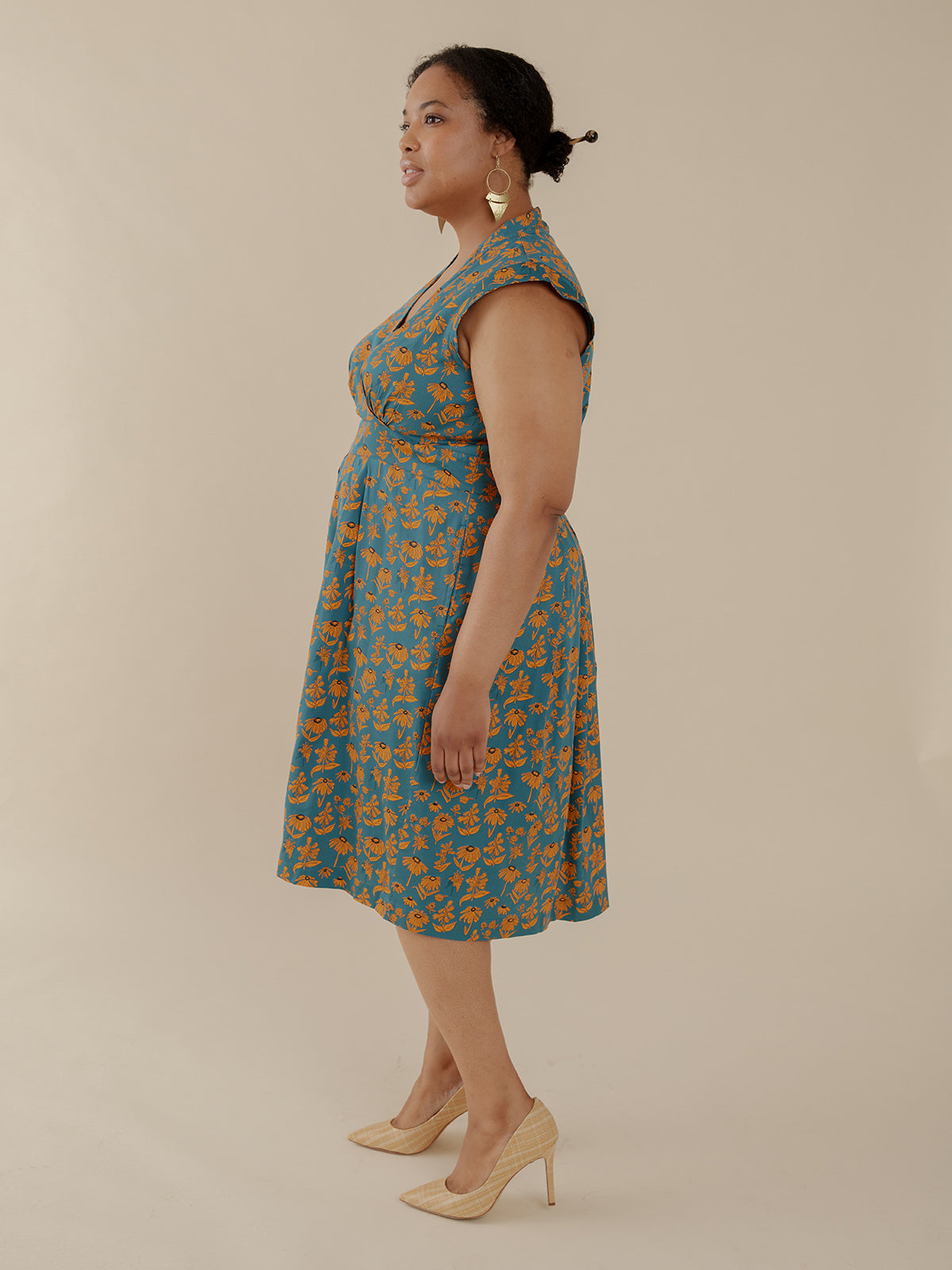 Lucille Plus Size Dress - Teal Floral