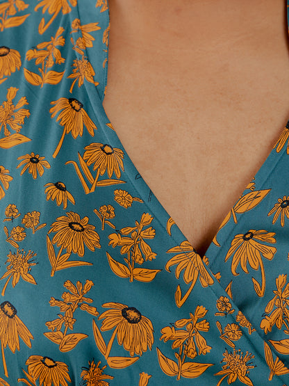 Lucille Plus Size Dress - Teal Floral