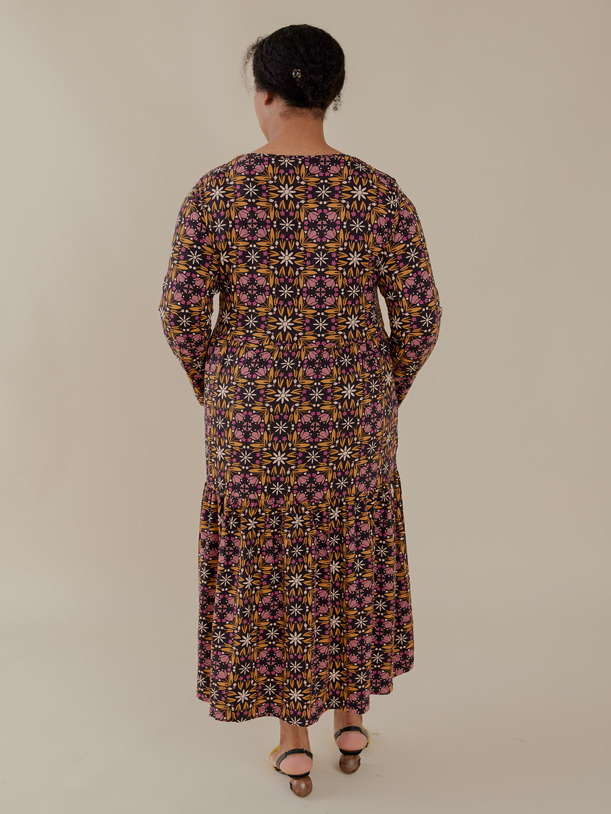 Mirah Tiered Plus Size Dress - Mauve Tile