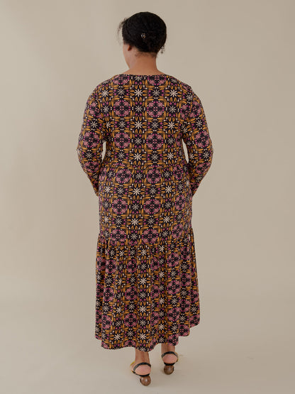 Mirah Tiered Plus Size Dress - Mauve Tile