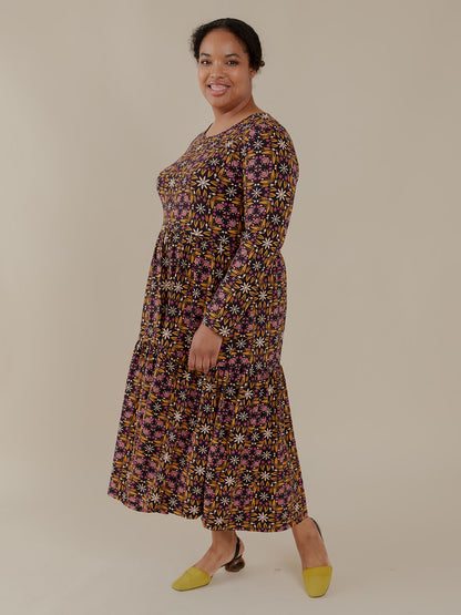 Mirah Tiered Plus Size Dress - Mauve Tile