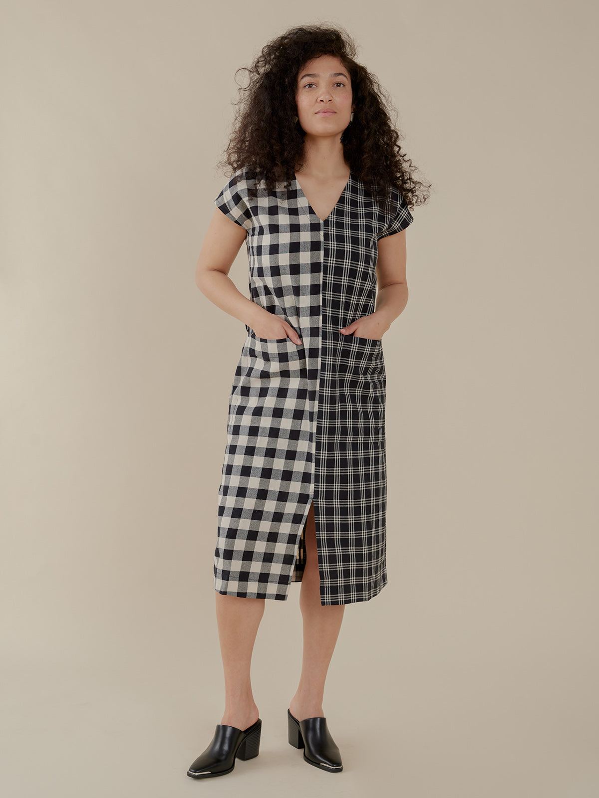 Padma Pocket Dress - Black and White Mix